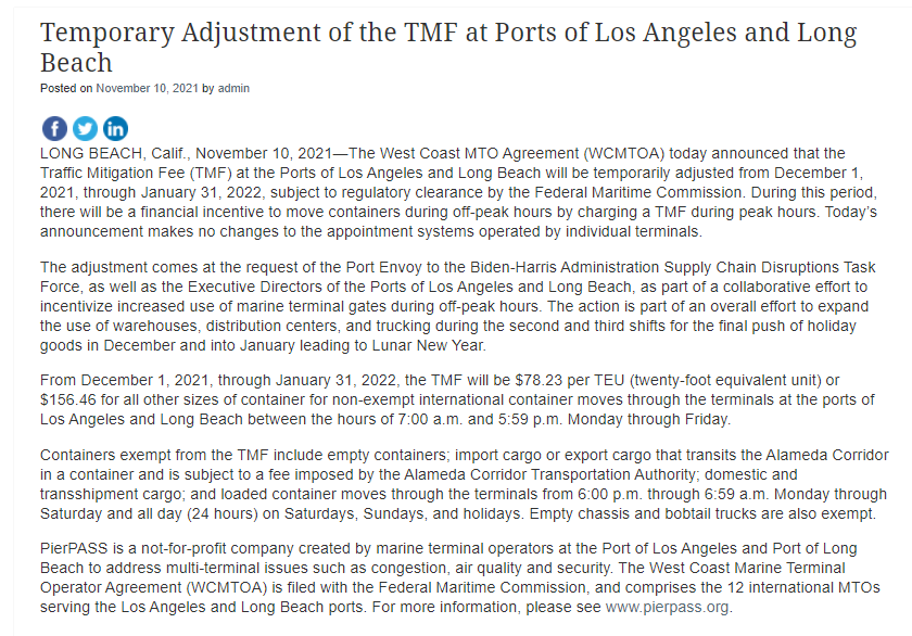 洛杉磯、長灘港最新規定：卡車提柜費用翻番！
